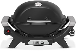 Weber Q 1100N Gas Barbecue/Portable Lightweight Grill for Camping, Patios and Balconies with High Efficiency Burner, Porcelain-Enamelled Cast Iron Grates and Electronic Ignition, Midnight Black