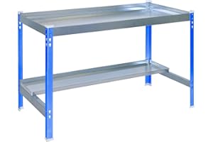 Simon Rack Table de Rempotage, 840x900x600 mm, Métallique, Table de Plantation Plateau avec rebords, Bleu/Galvanisé -Simon Garden