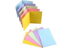 EWTSHOP Lot de 50 cartes pliantes DIN B6 vierges couleurs mélangées + 50 enveloppes