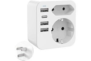 REDAGOD Reiseadapter Australien, 6 in1 Adapter China Deutschland Stecker, mit 3 USB-Anschlüssen und 1 USB-C-Anschluss,passend für Australien,China,Neuseeland Reiseadapter, weiß-TypI