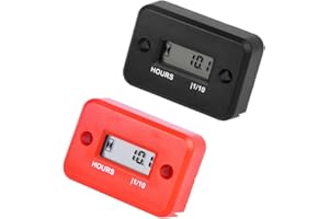 TAIKEMETI 2 Stück-HonorMeet Digitaler kleiner Motorstundenzähler,Gesamtbetriebsstundenzähler für Generator Zündkerze induktiv aktiviert für Gasmotor Rasenmäher Kettensäge Kompressor Motorrad (schwarz + rot)