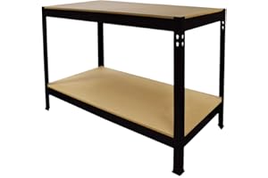 MONSTER SHOP Etabli de Travail Q-Rax Noir 100cm Bricolage Rangement Atelier MDF Table de Travail Garage 400KG max capacité 200Kg par planche