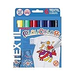 PlayColor 10501 - Caja con 6 temperas Pocket Textil, multicolor