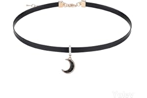YOLEV Black Leather Choker Necklace for Women Black Collar Necklaces Gothic Goth Choker Necklace Jewelry Gift for Women Girls