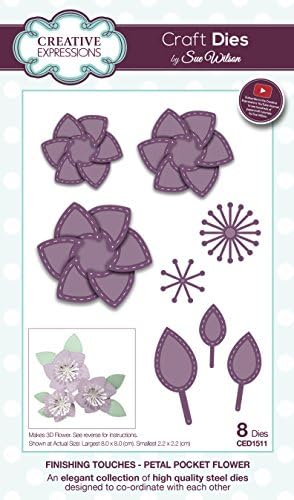 Sue WilsonFinishing Touches Collection Petal Pocket Flower Die Set, Metal, Silver, 23 x 13.5 x 0.6 cm