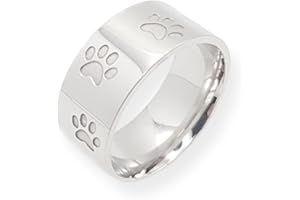 JoyaDOG Damen Ring mit Hundepfote Katzenpfote,10mm breit,innen abgerundet.Originelles Geschenk für Frau,Tochter,Mutter.Originelle Designs in Silber und Stahl.Ein Geschenk,das Spuren hinterlässt