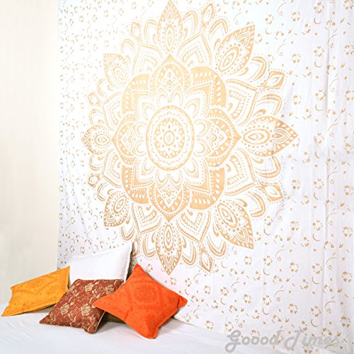 Wanddekoration Hippie Wandteppiche Bohemian Mandala Wandteppich Indian Gold Überwurf - 2