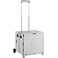 Beauenty 45L Trolley Luggage Cart with Two Wheels,Climbing Trolley with Detachable Lid,Folding Hand Truck for Shopping,Travel,BBQ,Transportation (White)