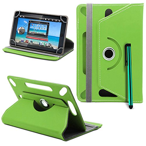 ZTE Light Tab 3 V9S Neues Design Universelle um 360 Grad drehbare PU-Leder Designer bunte Hülle mit Standfunktion - Cover - Tasche - Grün / Plain Green Von Gadget Giant®