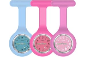 SIBYTECH Set of 3 Nurse Watch Brooch, Silicone with Pin/Clip, Infection Control Design, Health Care Nurse Doctor Paramedic Medical Brooch Fob Watch