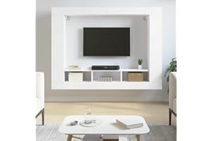 vidaXL Trendy Wall-Mounted TV Cabinet - Modern Style Media Unit with Storage featuring Durable Engineered Wood in White