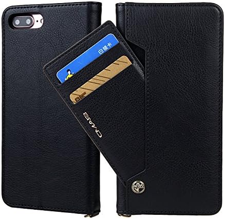 iPhone 7 Plus Case, iPhone 8 Plus Case, CMai2 PU Leather Litchi Pattern Flip Wallet Shcokproof Cover Shell with Book Style Card Slots Stand Feature for iPhone 7 / 8 Plus ( 5.5 Inch, Black)