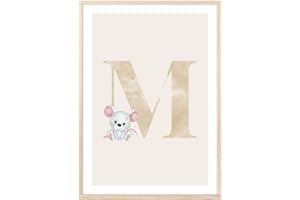 MeinBaby123® Poster con lettere, formato DIN A4, per cameretta dei bambini, decorazione per la cameretta dei bambini, immagini per la cameretta dei bambini, idee regalo per la nascita, lettera