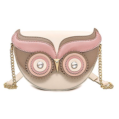 Women's Handbag Crossbody Cute Shoulder Bag Faux Leather Daypack Tote Purse for Girls (owl-khaki)