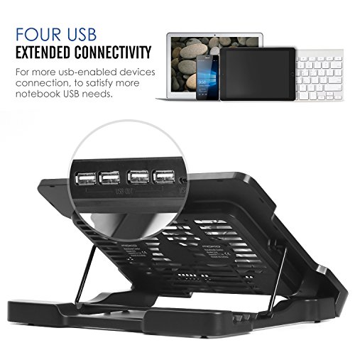 MoKo Laptop Kühler Cooler Ständer – Aluminium Notebook Cooling Pad Kühlerpad Kühlmatte mit 2 Ventilatoren/einstellbarer Windgeschwindigkeit/4 USB Ports für Tablet bis 15.6″, Apple iPad Pro 9,7″ / Samsung Tab A, Silber - 4
