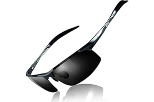 DUCO Herren Sportbrille Polarisierte Sonnenbrille Fahrerbrille Ultraleichte Al-Mg Metallrahmen UV400-Schutz Männer Sonnenbrillen 8177S
