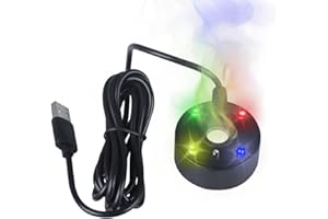 MiOYOOW Aquarium Nebelmaschine, Ultraschall Nebler Vernebler, USB LED Farbwechsel Nebelgerät mit Wassermangelschutz für Brunnen Teich Aquarium Halloween Weihnachten