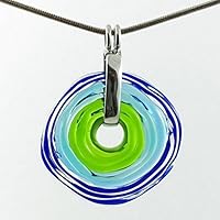 Kette mit Anhänger in Blau Grün aus Murano-Glas | Glas-Schmuck Wechsel-Schmuck | Unikat personalisiert handmade handgemacht | Tolles Geburtstagsgeschenk | Einzigartiges Geschenk zu Weihnachten