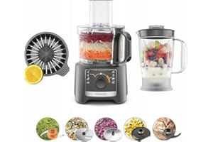 Kenwood MultiPro Compact FDP31.360GY, Robot da Cucina Multifunzione con Lama per Frullare, Disco per Impastare e Affettare, Spremiagrumi, Frullatore 1.2L, 2 Velocità+Pulse, Ciotola 2.1L, 800W, Grigio
