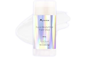 Mysense White Face Body Hair Paint Stick,Clown White Makeup,Water Based Washable Temporary Hair Paint,Non-toxic Cream Body Paint for Halloween SFX Skull Zombie Vampire Cosplay Makeup,0.5oz(15g)