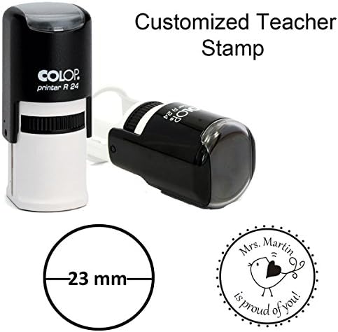 Customize Name with best Wishes/Teacher Customize Self Inking Rubber/ Stamp Custom Colop Office Stationary 23 mm/blue