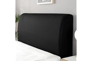 Hearda Bed Headboard Cover, Solid Color All-inclusive Dustproof Protector Cover, Elastic Universal Headboard Slipcover Washable Fabric Bed Head Cover For Bedroom Decor (Black,150cm)