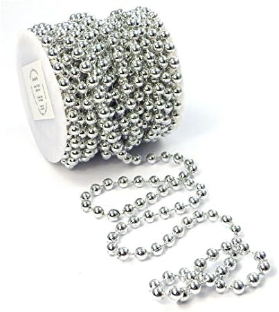 String of beads, table beads, decoration for Christmas, Advent, wedding S-p6-02-silber-10m