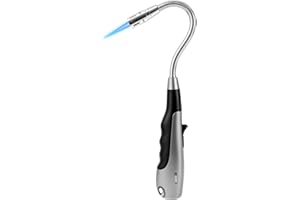 TMDWON Butane Lighter Torch Lighter with Visual Fuel Window Long Lighter for Candle Grill BBQ, Black (No Butane))