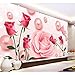 Produktbild MSyikU Seidenwandbild 3D Wallpaper Benutzerdefinierte Wandbild 3D-Raum Wallpaper Süße Rosa Rose TV Einstellung Wandbilder Foto 3D Wandbild Tapete,140cmx70cm