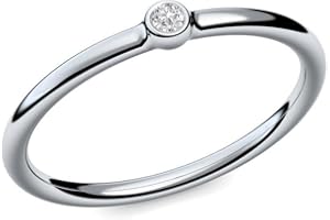 Amoonic Verlobungsringe Silber Zirkonia Ring Damen Damenring schlicht zart Silberringe dünn schmal Ring Silber 925 Zirkonia Weißgold Solitairering Solitär KA11SS925ZIFA
