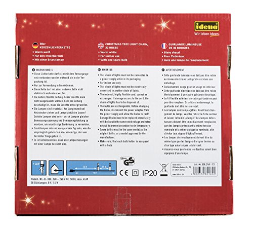 Idena 8582169 – Kerzenlichterkette, 30er warm weiß, für innen - 3