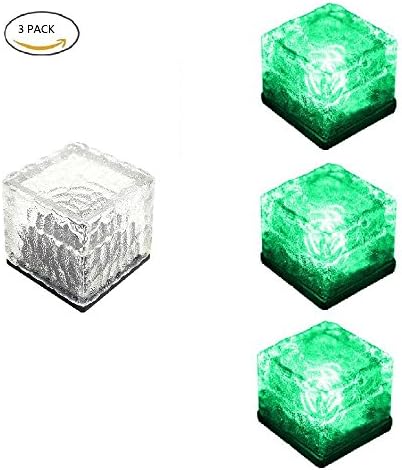 Solar Pathway Light, Elisson 1992 Recharagable Glowing Ice Cube Rocks Green Color Crystal Underground lamp (Set of 3)
