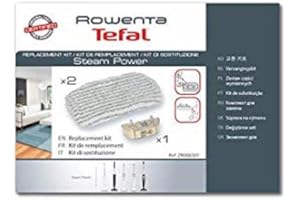 Rowenta Kit De Remplacement 2 Lingettes Microfibres + 1 Cartouche Anti Calcaire Compatible Pour Aspirateurs Rowenta Steam Power Accessoire Officiel ZR006501, Nc, Voir Descriptif