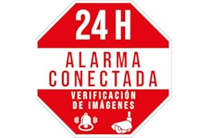 ProVinilos Pegatina Alarma Conectada, vinilo laminado, 65x65mm uso Exterior e interior