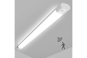 ‎LEOEU LEOEU Feuchtraumleuchte LED mit Bewegungsmelder 90CM, 30W 3300LM LED Röhre, IP65 Wasserdicht Kellerleuchte, Deckenlampe mit Bewegungsmelder für Büro Flur Treppe Garage Abstellraum, 4000K