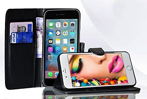 iPhone 6, 6S Black PU Wallet Book Case, iPhone 6, 6S Book Wallet Case Folio Leather Wallet Case with [Kickstand] [Card Slots] [Magnetic Closure] Flip Book Cover Case for iPhone 6, 6S from Peach®