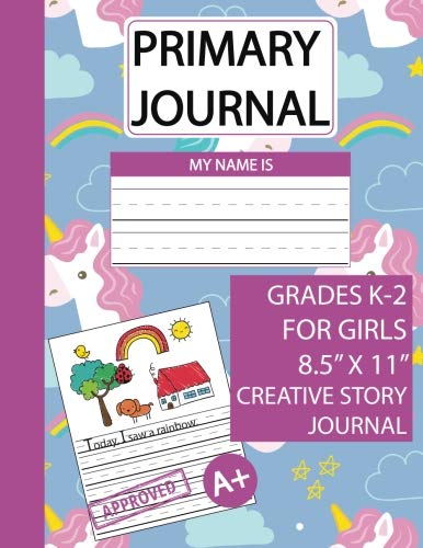 Primary Journal Grades K-2 For Girls: Unicorn Creative Story Tablet K-2 - Draw and Write - Dotted Mid Line, Primary Journal for Girls, Primary Journal ... Half Page Ruled, Large Size, 8.5x11: Volume 3