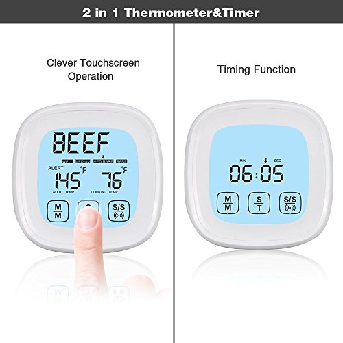 Itian Digital-Thermometer, Küchen-Timer, Instant-lesen-Fleisch-Thermometer, mit Ofen Probe-Touchscreen-Küche Thermometer, Ideal für In-Ofen brät, Küche Kochen und Grill - 2