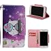 Produktbild Handyhülle Für Samsung A5 (2017), Künstlich Lederhülle Mit Bunt Handschlauf Briefumschlag Buchhülle Halter Kartenfach Handyschutz Cover Samsung A5, Tasche Wallet Flip Case (Mit Seil) - Katze