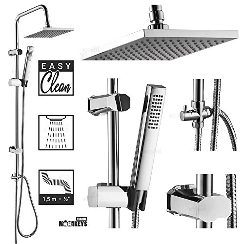 Dusch Set Überkopfbrause Set Verchromt Duschsäule Duschkopf Regendusche Handbrause