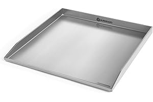 BURNHARD® Plancha Grillplatte Edelstahl für FRED Gasgrill, massiv, rostfrei, spülmaschinenfest, 41,5 x 40 x 3,5 cm – FRED Plancha