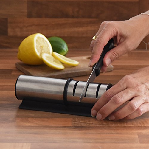 BS-Living – Messerschärfer – 3-Stufen Design Messerschleifer – Profi Knife Sharpener – Ultrascharf - 3