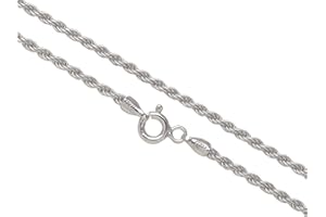Aka Gioielli® - Chaîne Maille Corde 2 mm Argent Fin Sterling 925 Rhodié - Collier Femme Homme Longueur: 40 45 50 55 60 70 cm
