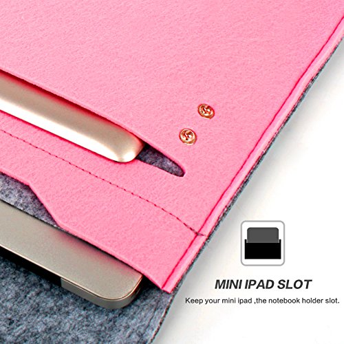 YESSBON 13,3 Zoll Macbook Air/Pro Retina Schönem Filz Sleeve Filztasche Hülle Ultrabook Laptop Tasche Notebook-Taschen Speziell für 13,3 Apple Macbook Pro Retina und Macbook Air Zoll entworfen (Grau Pinke) - 6