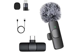 GADGETSWEAR Furry K8 Wireless Lavalier Microphone, Bluetooth Collar Microphone for Type-C Android, Noise Canceling Mic for Vlogging, Clip-On for YouTube, Singing, Video Recording, Podcasting
