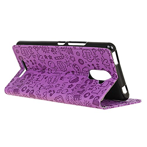 COVO   PU TPU Faux Cuero Billetera Funda para BQ Aquaris U Plus con Stand Funci  n  P  rpura 