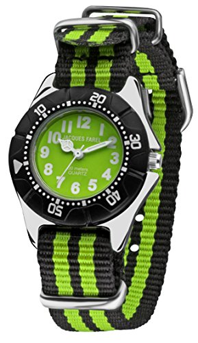Jacques Farel Stripes Kinderuhr schwarz/grn KWD122 Jacques Farel Stripes Kinderuhr schwarz/grn KWD122