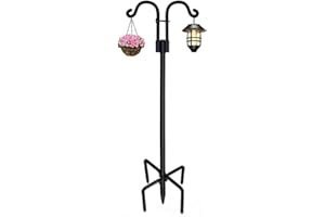 Meyecon Shepherd Crook Hooks for Garden Heavy Duty Double Outdoor Shepherd's Hooks Adjustable Height Garden Hook for for Lights 76 inches (A)