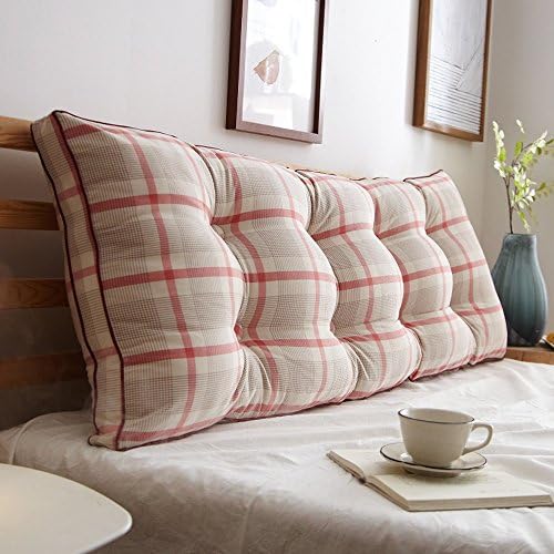 Fine Cotton Double Bed Long Back Pad / Waist Pillow Soft Package, Live Buckle Design, Removable Wash, Pink Lattice A++ ( Color : 6# , Size : 150cm )