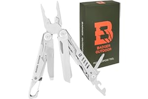 Badger Outdoor Fang Multitool 12w1 - Nóż Wielofunkcyjny ze Stali Nierdzewnej - Narzędzie Survivalowe z Kombinerkami i Nożyczkami - Wysokiej Jakości Gadżet Outdoorowy - Idealny Prezent dla Mężczyzn